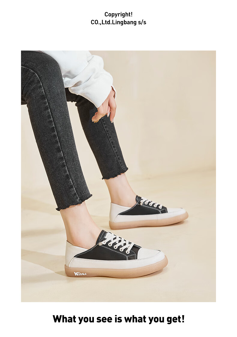 ZHR Casual Shoes for Women, Genuine Leather, Slip-On, Jelly Sole, Comfortable, Versatile, Sports, No-Tie Flat White Shoes for Students, A77, Beige, Size 37 8