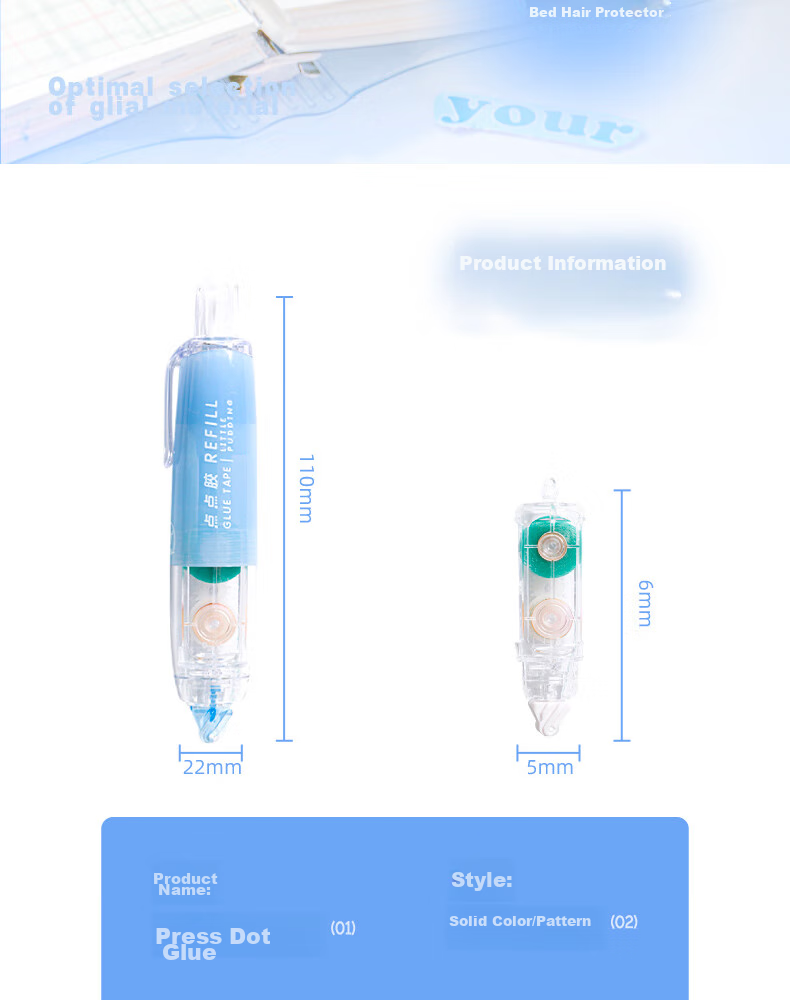 Sannianerban 5-Pack Retractable Dot Glue Pen, Children's Stylish High-Capacity Double-Sided Adhesive, Replaceable Core, Invisible Glue Pen Refill, Round Dots, Simple Style in 5 Colors 2