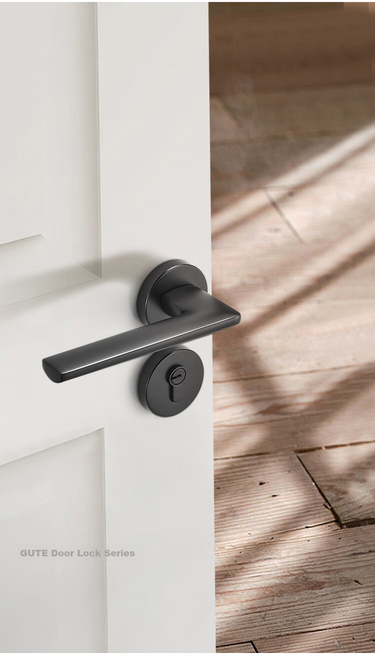 GUTE Door Lock, Interior Home Use, Bedroom Door Handle, Quiet Noise Reduction, Separate Lock, Matte Black 4