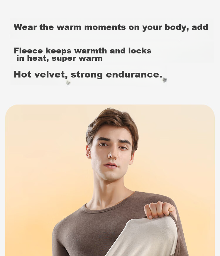MiiOW Modal Men's Thermal Underwear Set, Autumn Thermal Top And Bottom, Fleece-Lined Thick Warm Undergarments 16