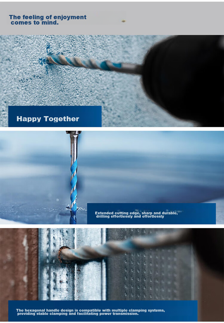 BOSCH Hexagonal Shank Multi-Function Drill Bit for Wood/metal/stone/tile High-Precision Drilling (1 Piece) 12mm 4