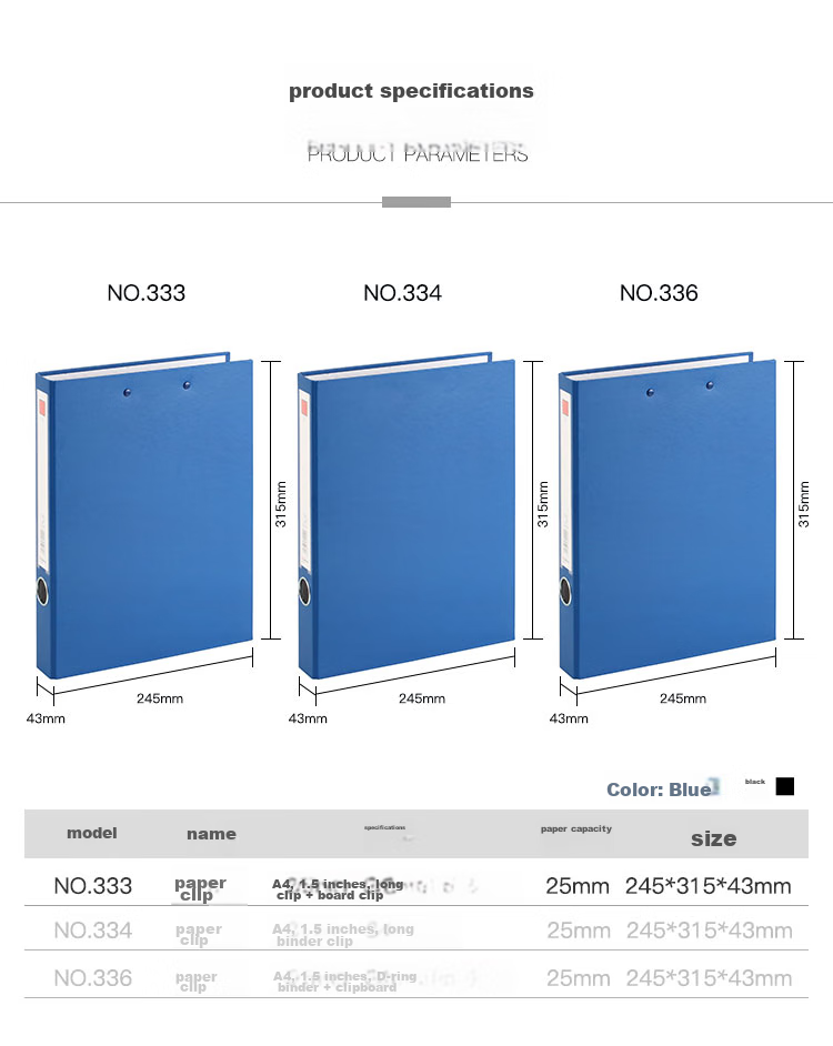 COMIX A4 Long Clip + Board Clip, Cardboard File Folder/document Folder/blue NO.333 2