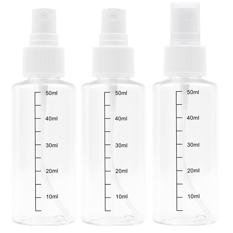 Meifuyu Spray Bottle Travel Refill Bottle 50ml*3 with Scale Alcohol Press Small Spray Empty Bottle MF8062