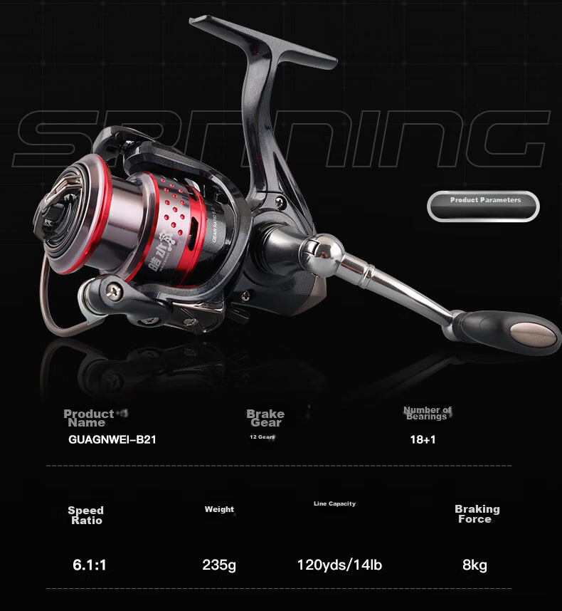 GW Xiaolang Lure Rod Straight Handle 2.1 Meters ML Action Spinning Reel Fuji A Ring Bait Rod Mandarin Fish Topmouth Culter Lure Rod Set 16