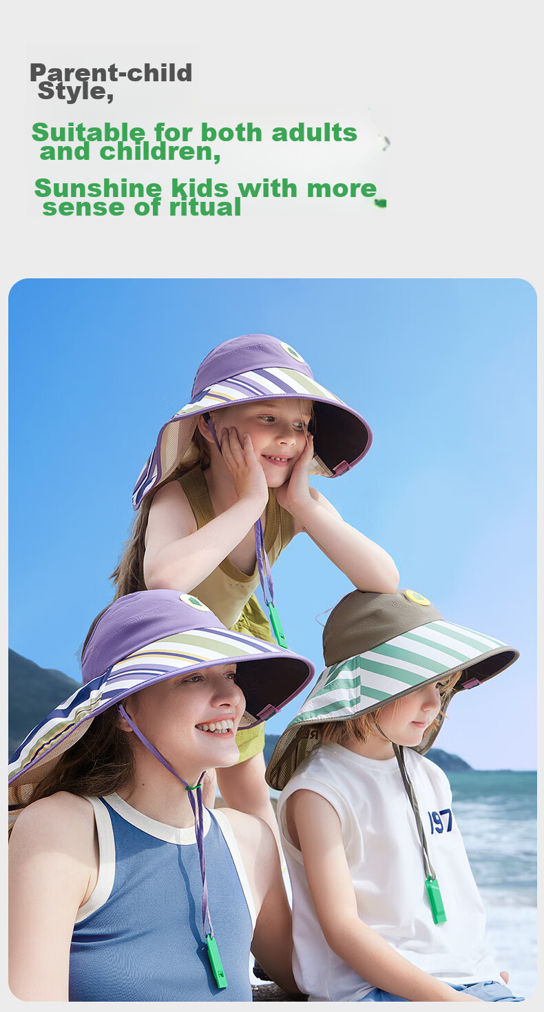 Kocotree Children's Sun Protection Hat, Open-Top Fisherman Hat, Boys' Sun Hat, Baby Cap, Wide-Brimmed Shawl 16