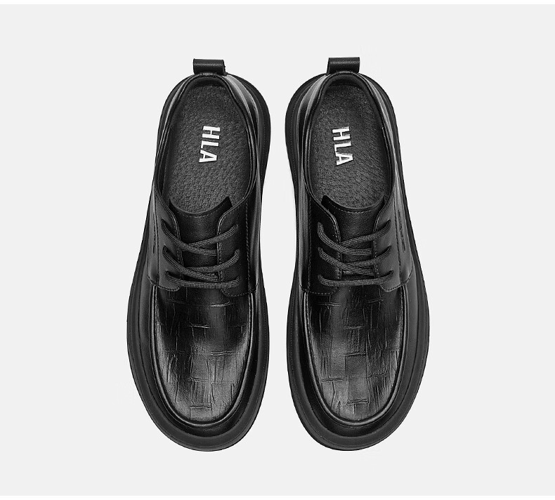 HLA Men's Comfortable Soft Sole Casual Leather Shoes HAAPXM2DAD084 Black Size 41 24