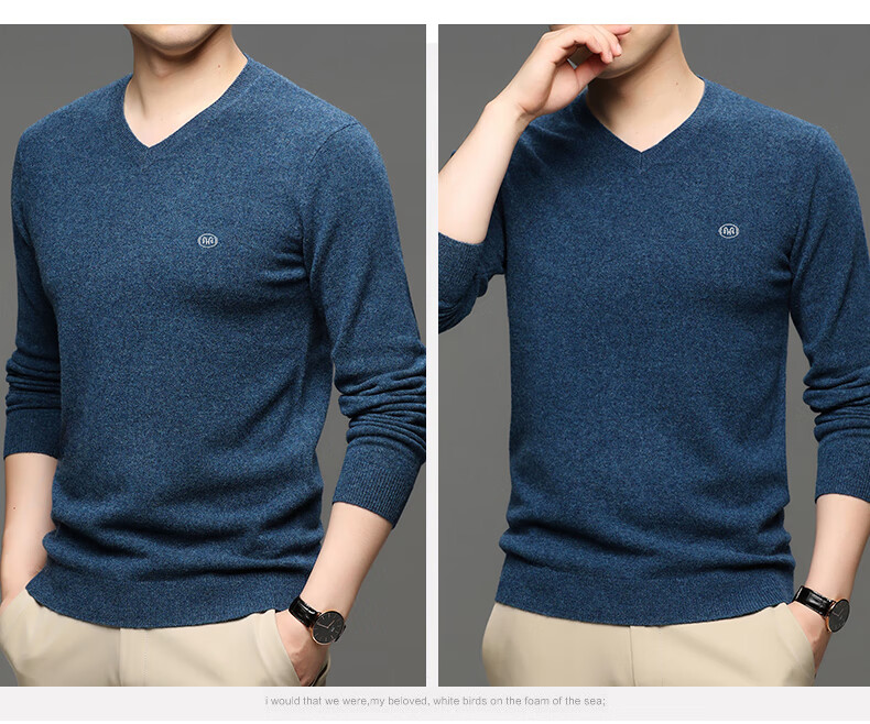 Hengyuanxiang Men's Thick 100% Pure Wool Sweater, Autumn And Winter Solid Color Casual Base Layer Knit Pullover for Young And Middle-Aged Me 24