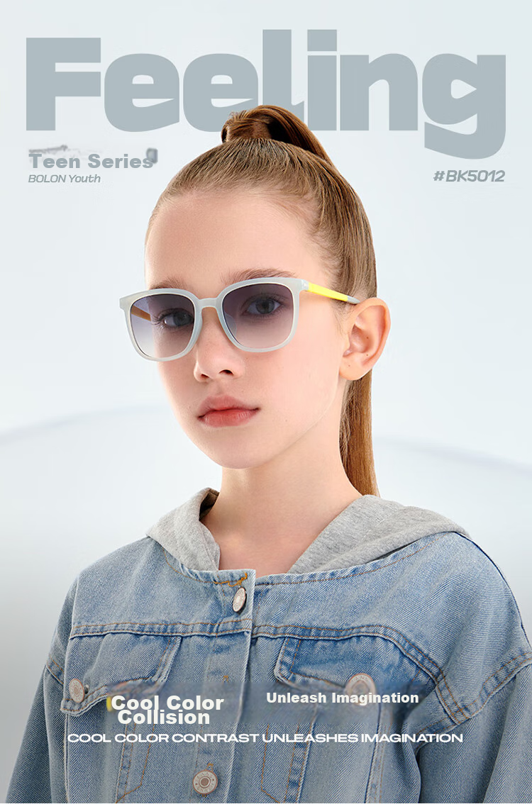 BOLON Eyeglasses, Casual Square And Round Frame, Children's Sunglasses, Boys And Girls UV Protection Sunglasses, BK5012A80 1