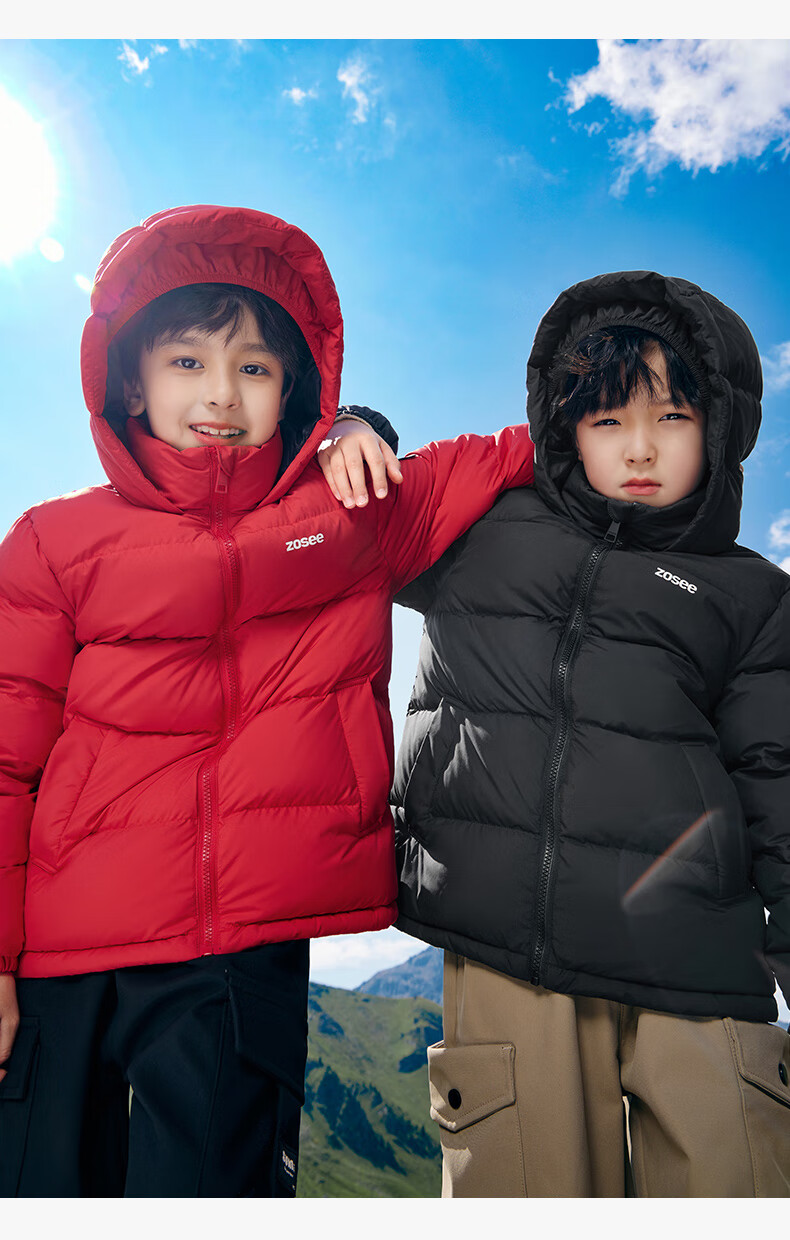 Zuoxi Children's down Jacket, 2025 New Style, Boys' Winter Warm And Cold-Resistant White Duck down Hooded Puffer Coat, Black, Size 150 17