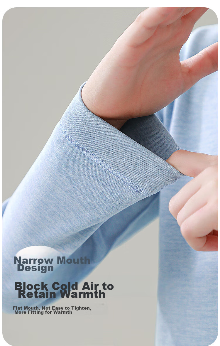 MiiOW Children's Thermal Underwear Set for Boys with Wool And Silk, Autumn Top And Pants, for Older Children's Pajamas, Blue, Size 170 13