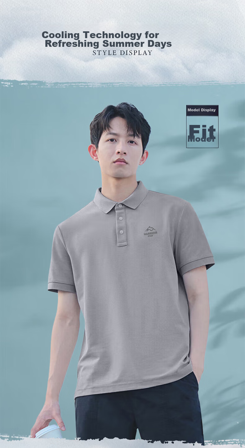 Huili Polo Shirt for Men, Summer Short-Sleeve Quick-Dry T-Shirt, Breathable Collared Casual Wear, Gray, 4XL 2