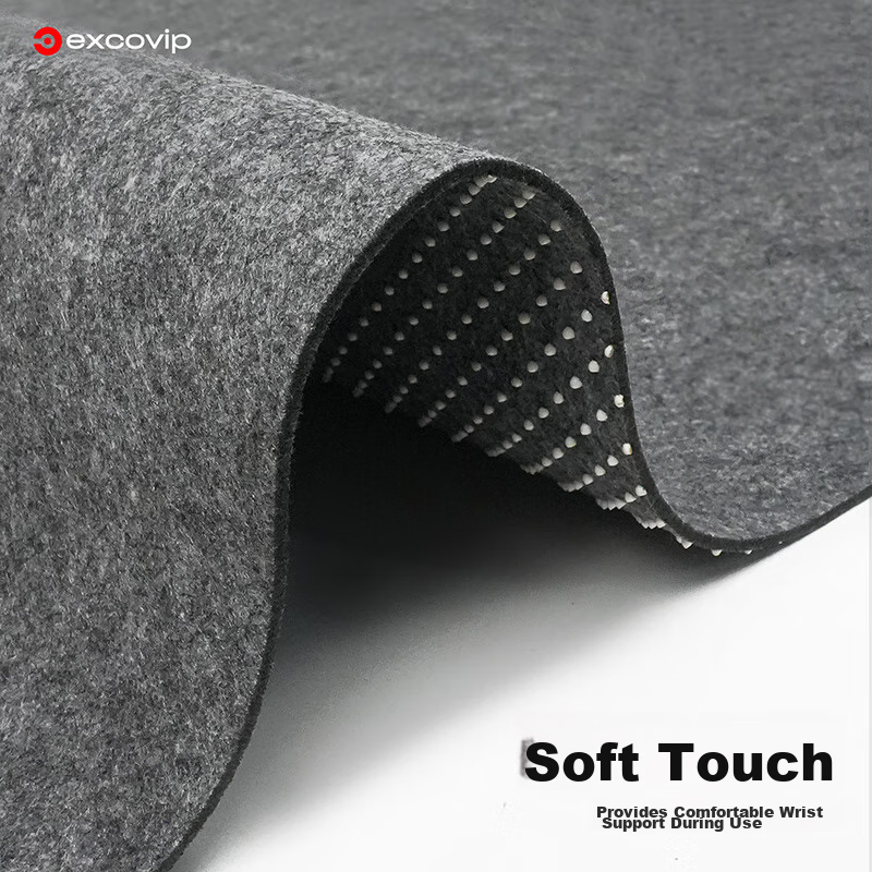 EXCO Felt Mouse Pad, Desk Mat, Extra Large, Computer Desk, Office Gaming, Wear-Resistant, Non-Slip, Rubber Bottom, Thickened, E-Sports Keyboard Pad, 800*300mm, Rollable And Portable, Light Gray 0298 5