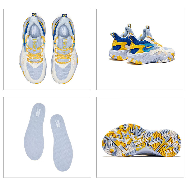 ERKE Children's Basketball Shoes for Spring, Boys' Lace-Up Shock-Absorbing Sneakers, Micro-Crystal White/beeswax Orange, Size 39 51
