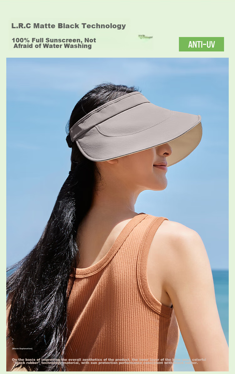Beneunder Sun Hat for Women, UV Protection Cap, Black Gel Visor Hat, Portable Summer Roll-Up Storage Hat, Gray 13