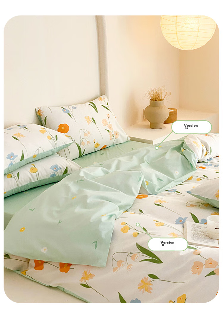 Dohia Pure Cotton Duvet Cover, Single Piece, Fresh Floral Print All-Cotton Bedding, for 1.8-Meter Bed, 229*230cm 9