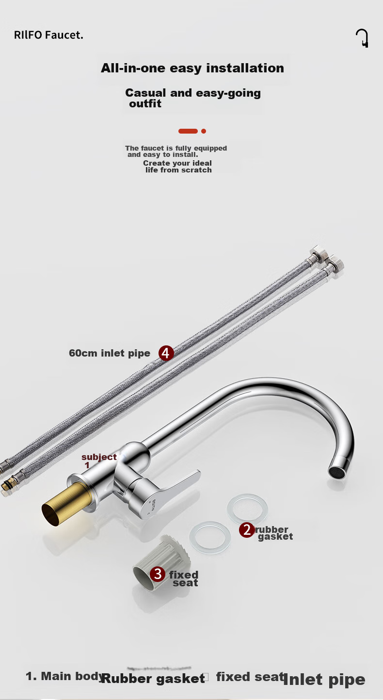 BSITN Brass Kitchen Wall-Mounted Single Cold Faucet Swivel Quick-Open Faucet B2135 9