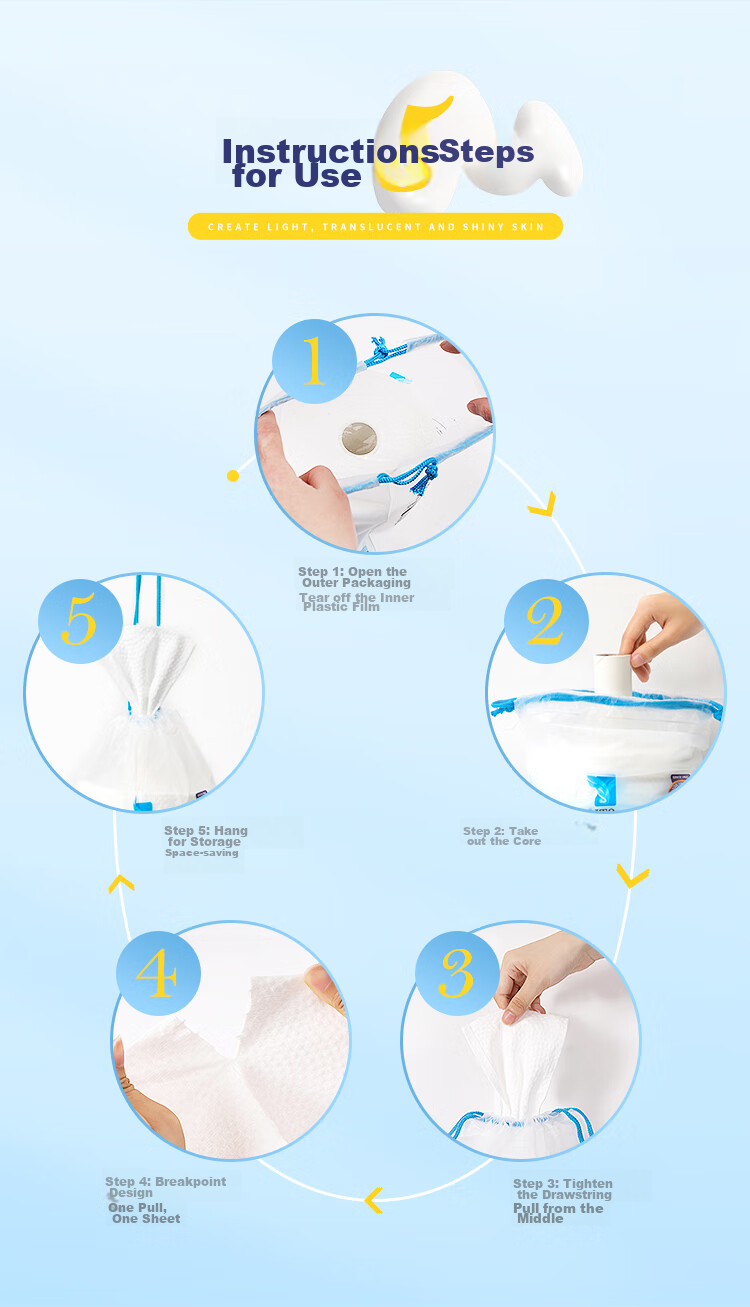 ITO Thickened Roll Disposable Face Towels Makeup Cotton Pads 250g*3 Rolls Wet And Dry Use Gift for Wome 19