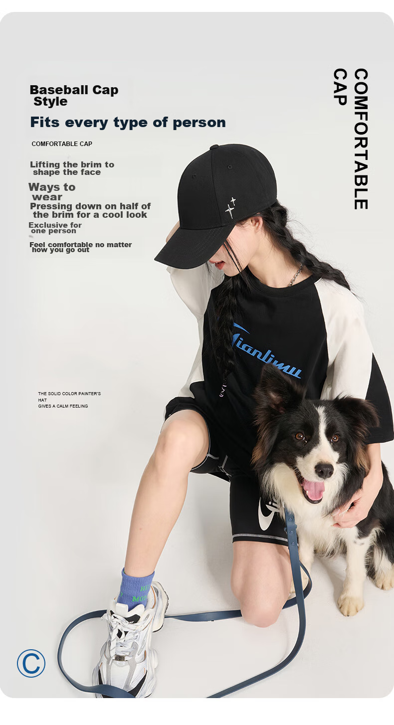 CACUSS Baseball Cap for Women, All-Season Large Head Circumference Hard Top Visor Cap, Sun Protection Hat, Couple Matching Versatile Face-Slimming Cap 5