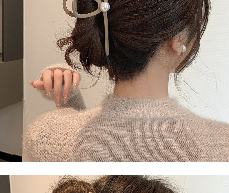 Xiangwan Hair Clip, Large Hair Claw, Matte Hair Grip, Elegant Feel, Thick Hair, Pearl Shark Clip for Wome 11