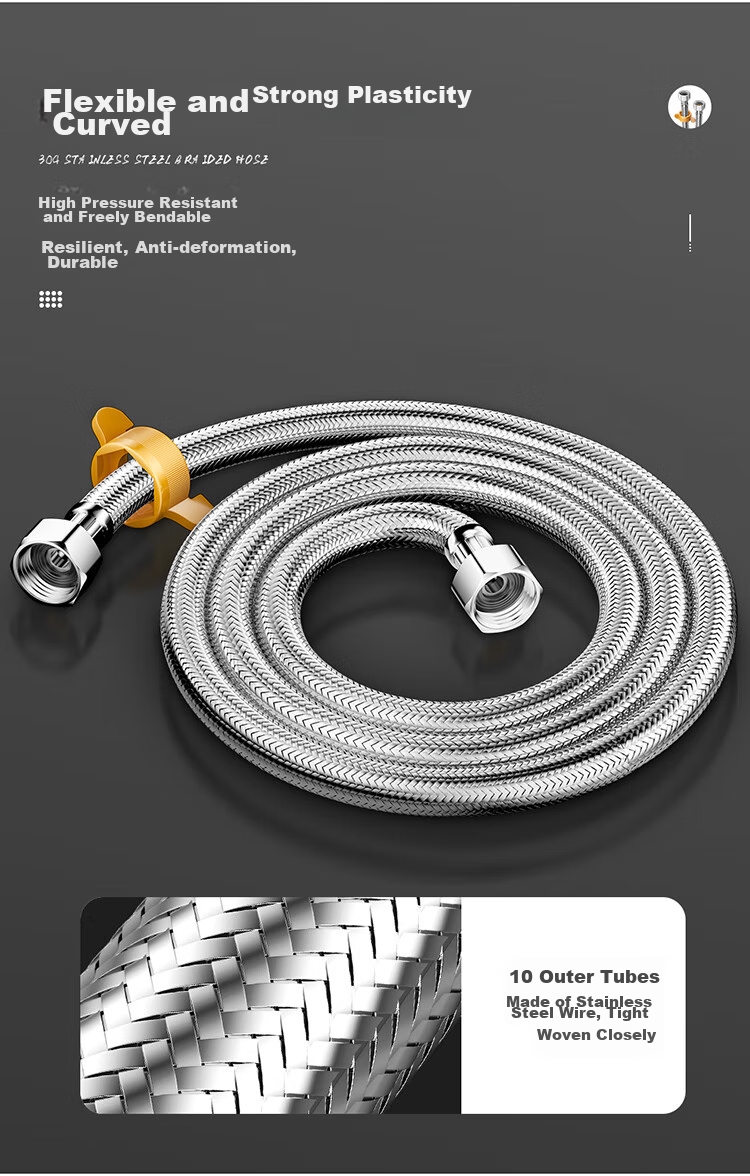 Larsd 304 Stainless Steel Inlet Hose, 80CM Toilet Water Inlet Pipe, Hot Water Heater Cold And Hot Universal Water Supply Pipe, BH608 11