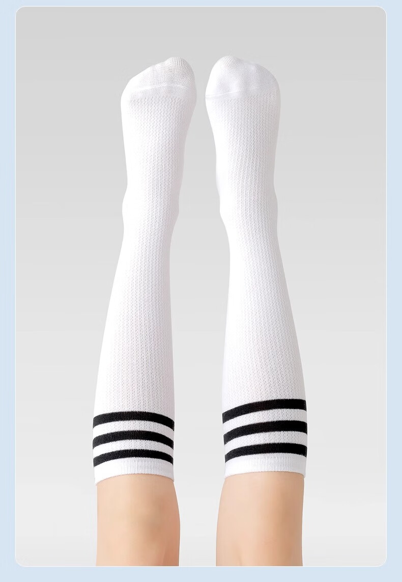 LangSha Children's Socks, Girls' Mid-Calf Socks, Spring And Summer Mesh Breathable Socks, Girls' Preppy Style Versatile School Uniform Socks, Size L 10