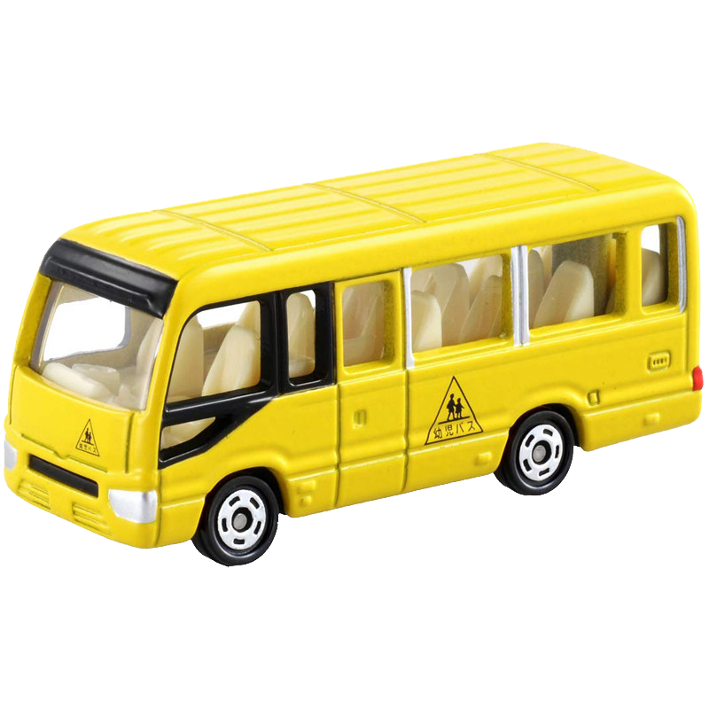 TAKARA TOMY, Alloy Car Model Toy for Children, Red And White Box No. 49 Toyota Coaster School Bus 799207