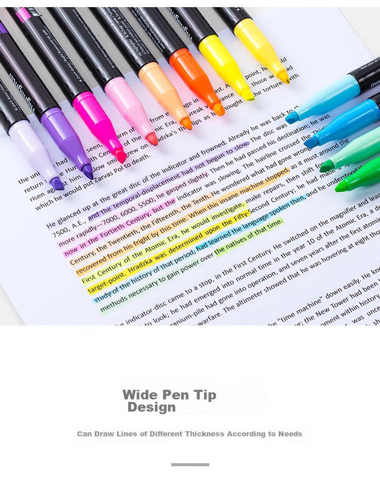 Monami Highlighters for Students, Colorful Markers for Note-Taking And Highlighting, Non-Fading, Light Color Set of 4, 06021Z04-P 3