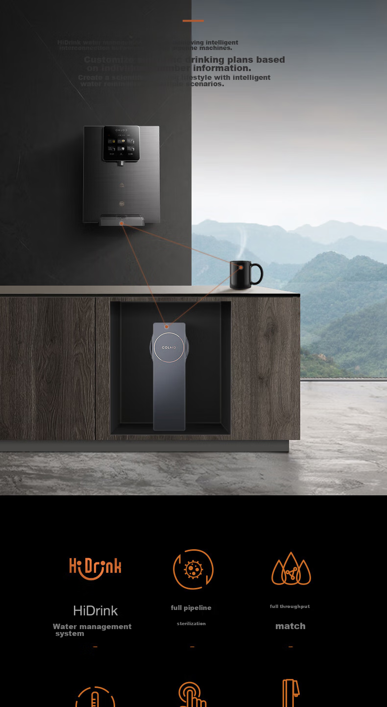 COLMO Pipeline Machine Black Pearl Series, Full-Flow Intelligent Sensor Water Dispenser with Instant Heating, Household Hot Water Purifier Companion, Wall-Mounted Drinking Water Machine RA08 2