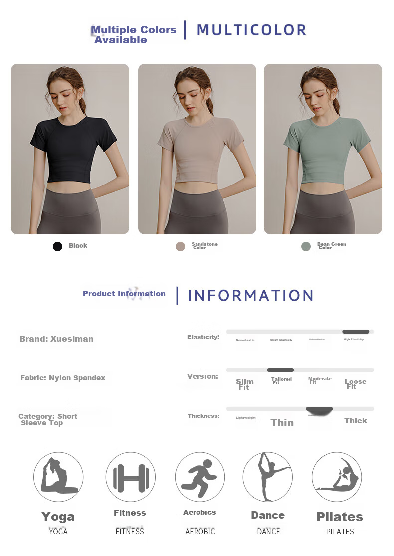 XUEXIMAN Yoga Wear Women's Top Short-Sleeve T-Shirt Slimming Fitness Running High-End Tight Yoga Outfit Workout Clothes 7