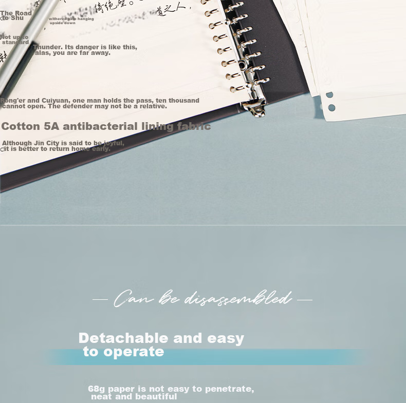Deli B5/60 Sheets Loose-Leaf Notebook, 26 Holes, Replaceable Pages, for Notes, Exams, Study, Error Correction, Stationery - Transparent Ruled Lines 6