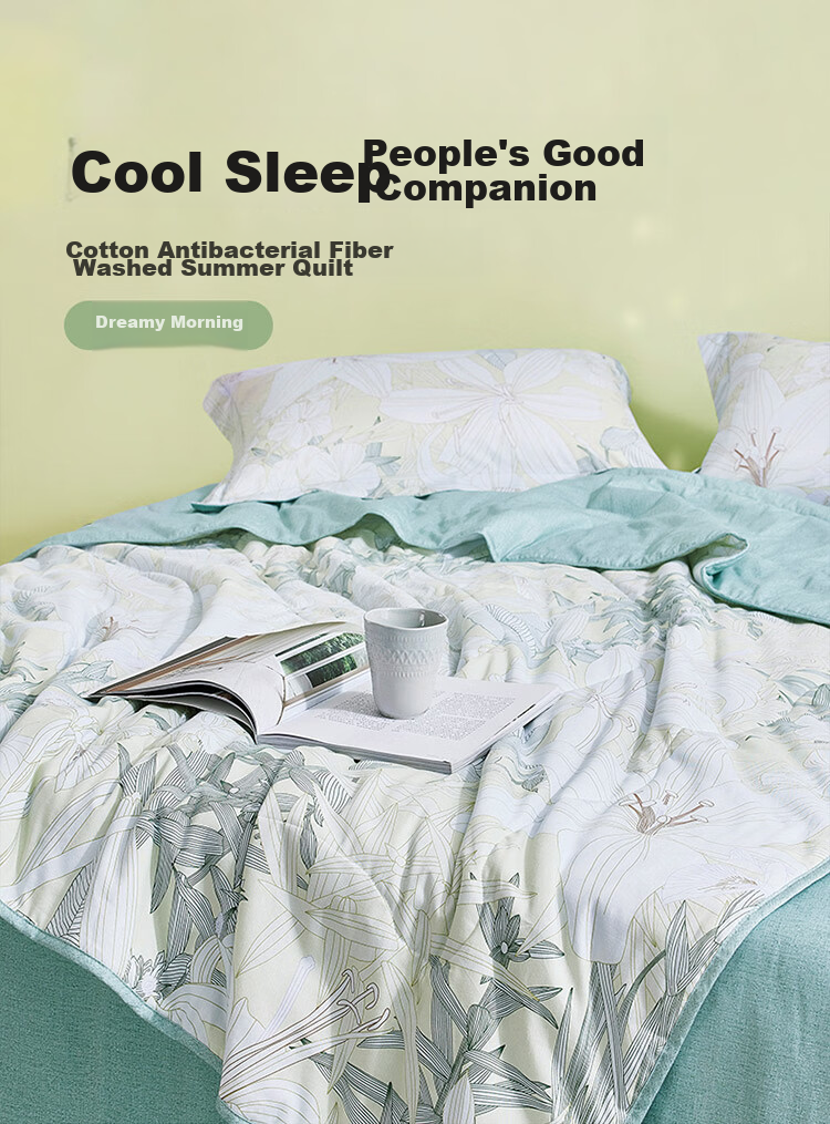 LUOLAI Home Textiles Machine Washable Summer Quilt, 100% Cotton Antibacterial And Anti-Mite Air Conditioning Comforter, Net Weight 3.9 Ji 1
