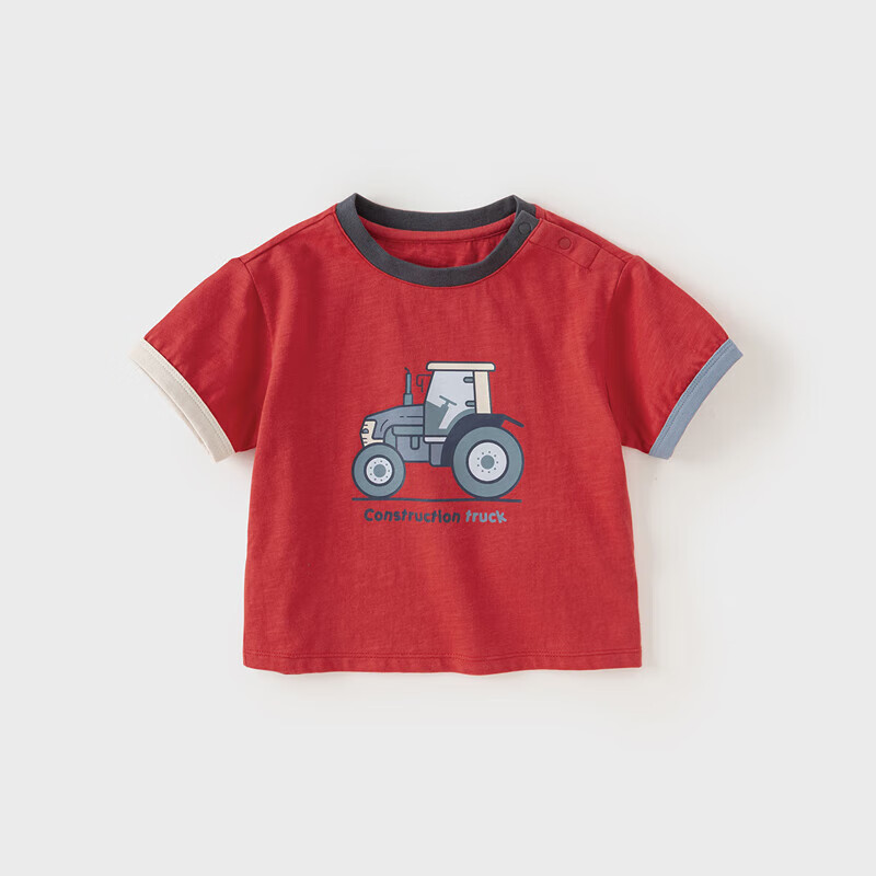 DAVE & BELLA Children's Short-Sleeve Summer Wear, Boys' Cartoon T-Shirt, Stylish Casual Color-Block Top