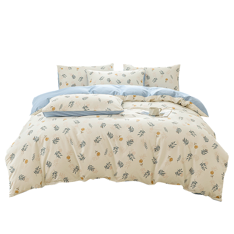 KING SHORE Class A 100% Pure Cotton Xinjiang Cotton Four-Piece Bedding Set, Simple Duvet Cover 200*230cm, Fitted Sheet 150*200cm, Zhu Sheng Kong Ye