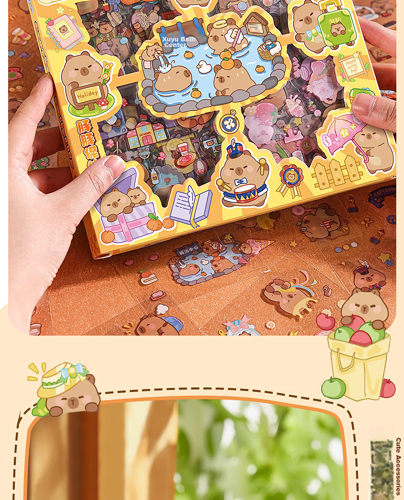 DiLe Journal Sticker Material Set, Cute Cartoon Children's Stickers, Waterproof Transparent Cup Stickers, 100 Pieces, KBX-2316C Shihua Ruomo Gift Set 11