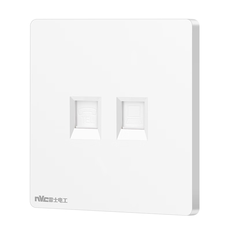NVC Lighting Electrical Switch Socket Telephone + Cat6 Computer Network Socket Ultra-thin Panel N29 White