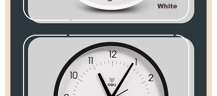 Deli Simple And Stylish Wall Clock, Bedroom Living Room Time Reminder, No Drilling Required Large Dial, Black, LE402 Back-To Seaso 35
