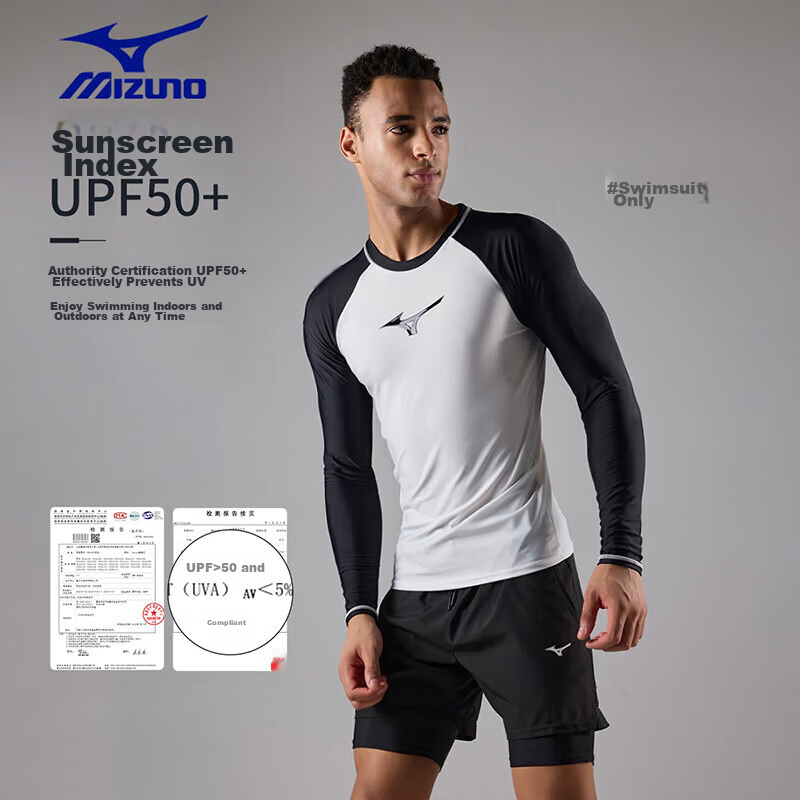 Мужской купальный костюм MIZUNO AB109, с длинным рукавом, быстросохнущий, для серфинга и пляжа, размер M, черный