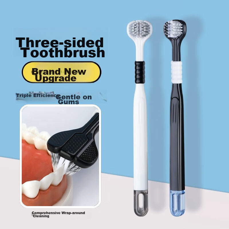 DR.WLEN Adult Three-Sided Toothbrush with Fine Soft Bristles, U-Shaped 3D Triangular Wrap-Around Design for Teeth, Suitable for Men And Women, Family Pack