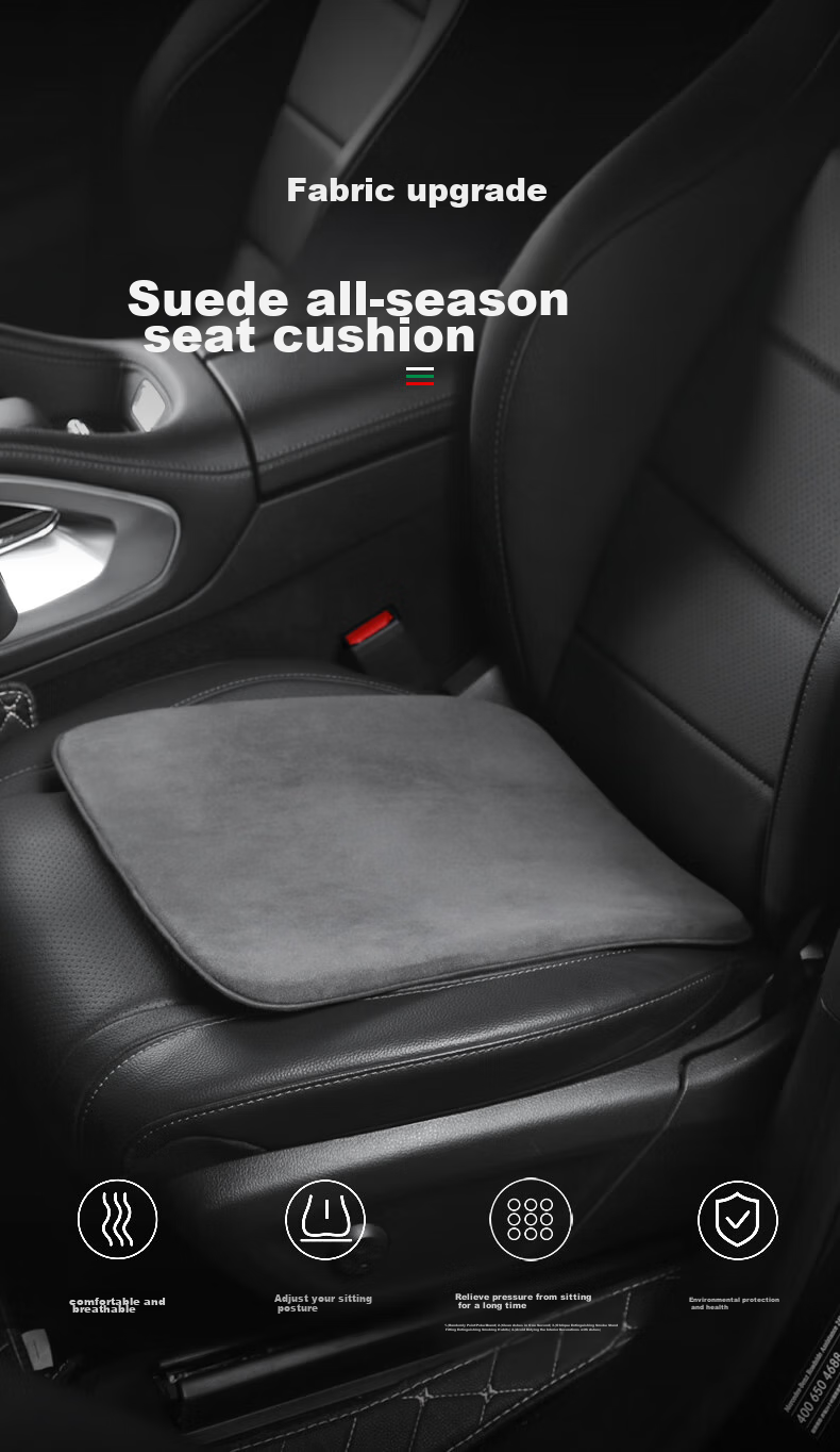 BIMLL Car Seat Cushion, Suede Single Piece, All-Season Universal, Summer And Winter, Memory Foam, Height-Increasing, Breathable for Office And Car Use 1