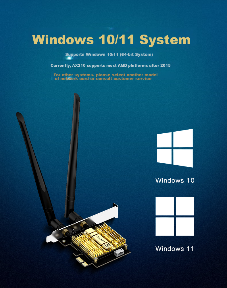 EDUP AX210 Wireless Network Adapter, WiFi 6 Dual-Band Gigabit PCI-E Wireless Network Card, Desktop-Specific 5374M Bluetooth 5.3 Two-In Wireless WiFi Receiver AX210GS 9