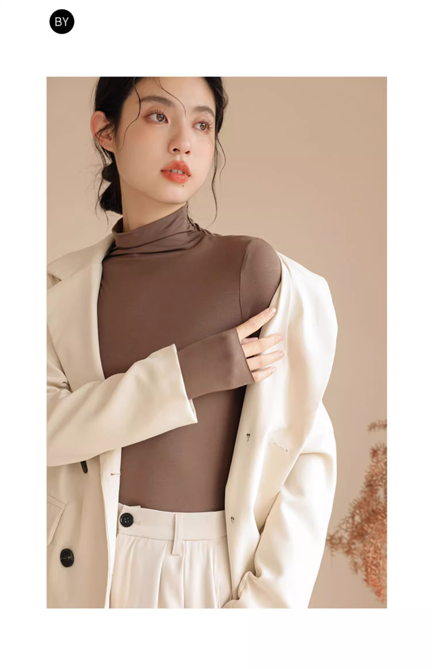 TUCANO Semi-Turtleneck Base Layer for Women, Autumn And Winter Layering Long-Sleeve Stylish Inner Wear, Tight-Fitting Versatile Top, Black, 2XL 13