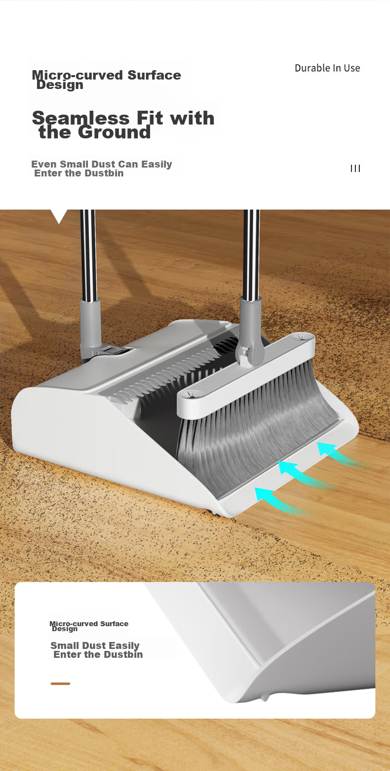 MARYYA Broom Set with Dustpan, Foldable for Home Use, Windproof Comb-Shaped Broom 4