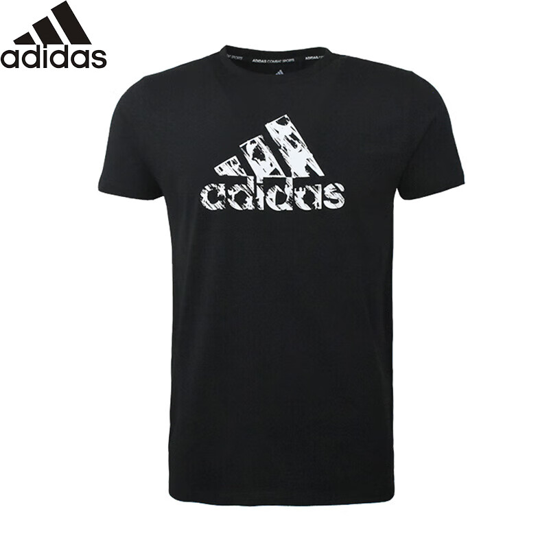 Adidas [Clearance Sale] Summer Unisex Short-Sleeve Men's T-Shirt for Running, Fitness, Sports, Quick-Dry Black And White 2XL 2