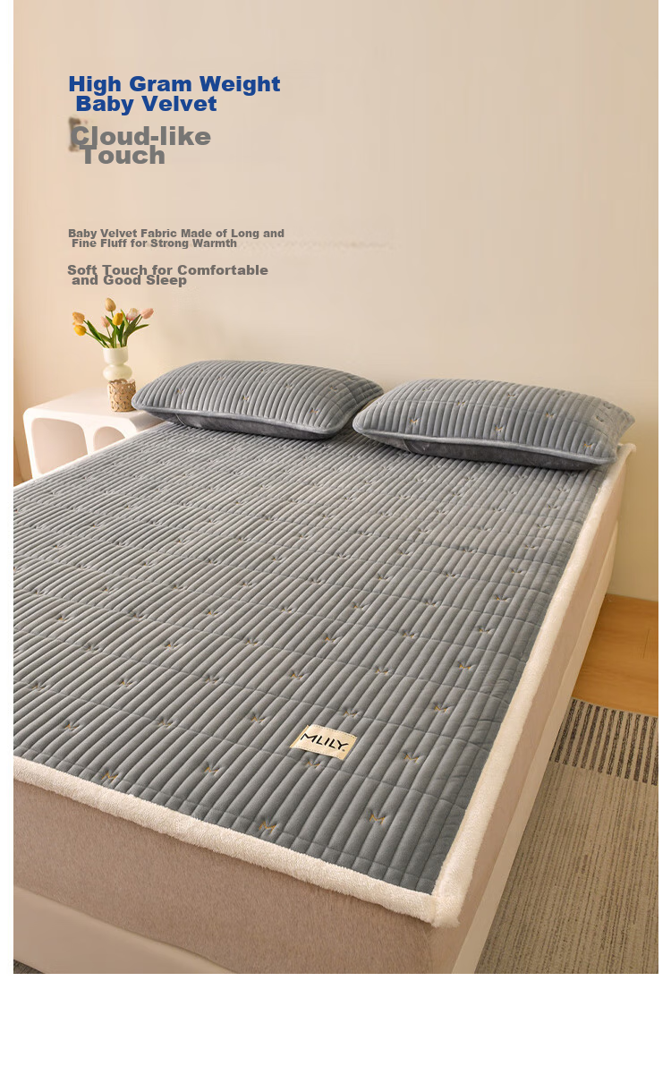 MLILY Mattress 1.8m x 2m Dual-Sided Single Mattress Pad with Warm Plush Cloud-Like Support 3