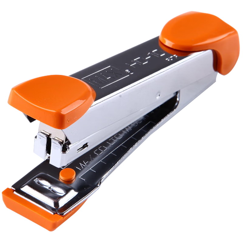 MAX Meikesi HD-10 Compact Low-Effort Stapler for Students And Office Use, Portable Stapler with Staple Remover, Can Staple 2-20 Pages, Compatible with No.10 Staples, Orange