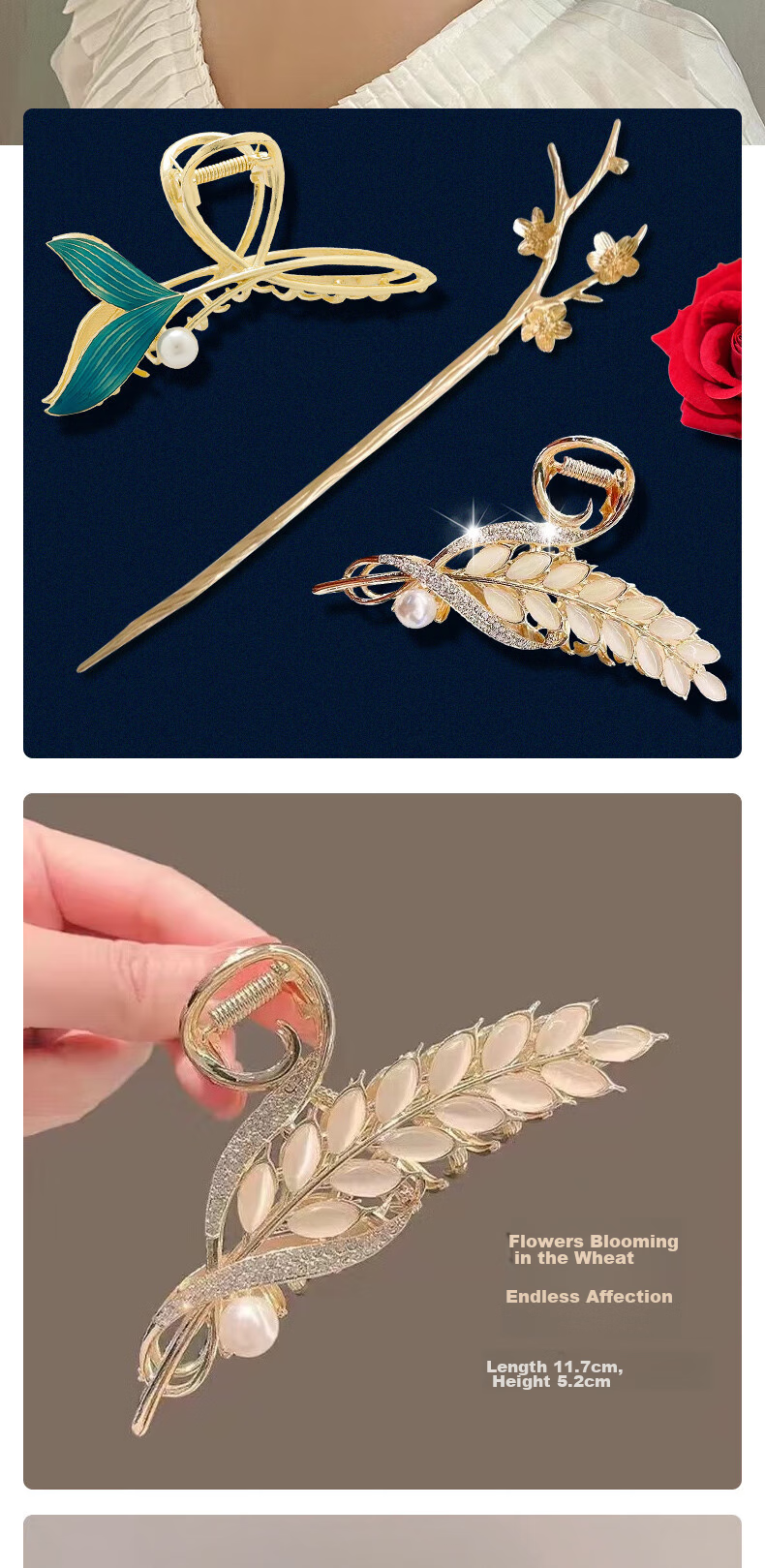 Gunai Elegant Fish Tail Hair Clip, Women's Shark Clip, Hairpin, Hair Stick, Bun Maker, Hair Claw, Birthday Gift for Girls, High-End 7