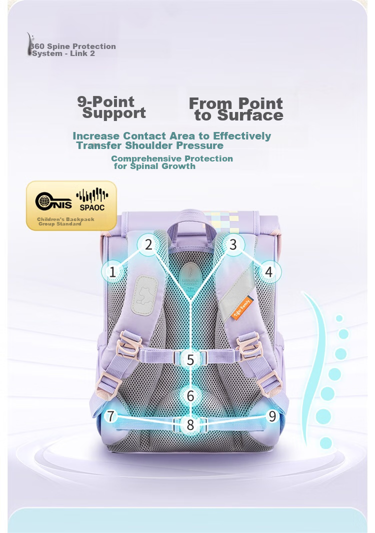 TigerFamily Backpack for Primary School Students Grades 1-3 Children's Spine-Protecting Lightweight Large-Capacity Shoulder Bag Backpack 12