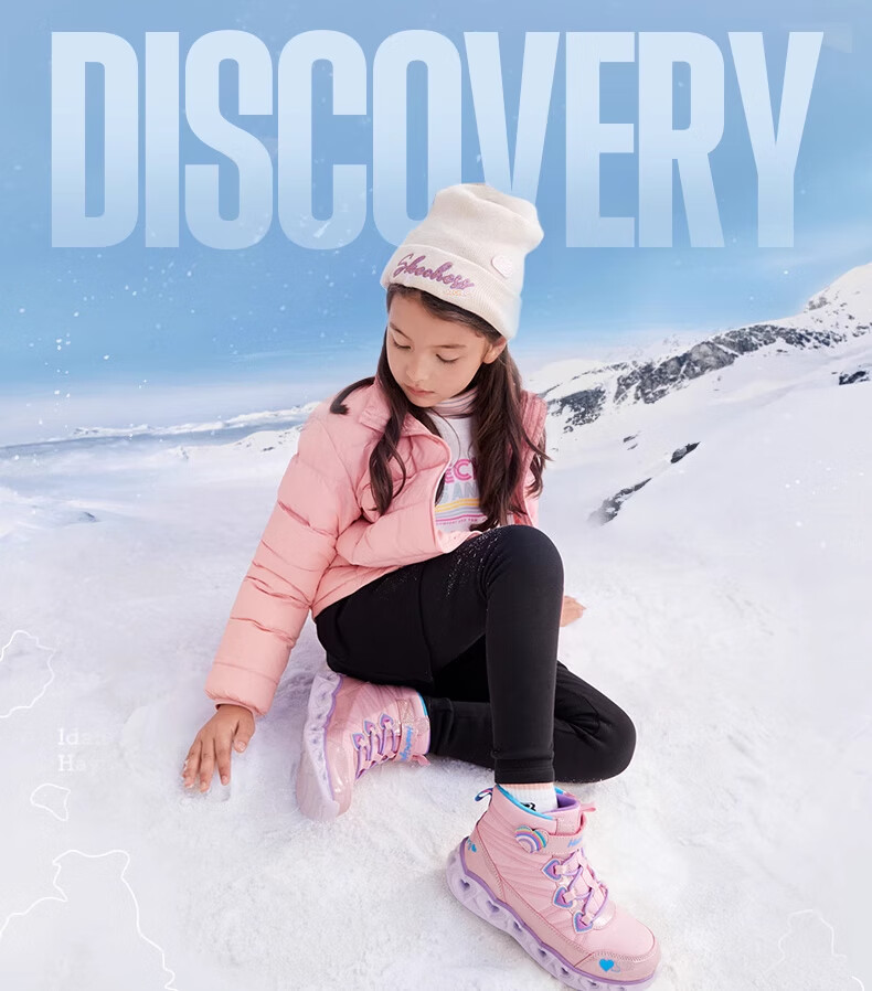 Skechers Kids Light-Up Boots Winter Warm Girls Shoes 302668L 2