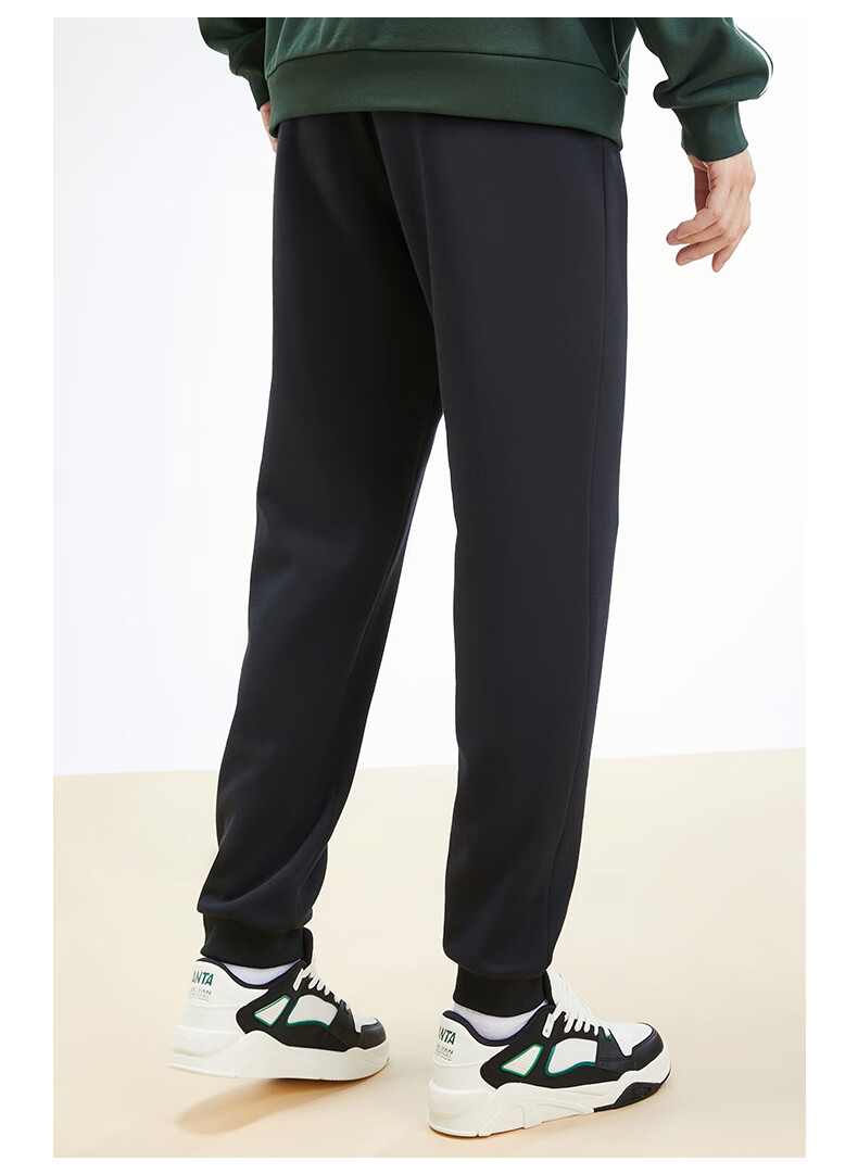 Anta Fleece-Lined Men's Straight-Leg Sweatpants Knitted Outdoor Running Warm Casual Pants for Men 36