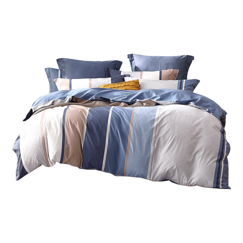 Shuixingjiafang Four-Piece Bedding Set, Pure Cotton 100%, Breathable Duvet Cover, Fitted Sheet, Double Bed Size 1.5m X 2m, Fuli'an Jiaju Gua